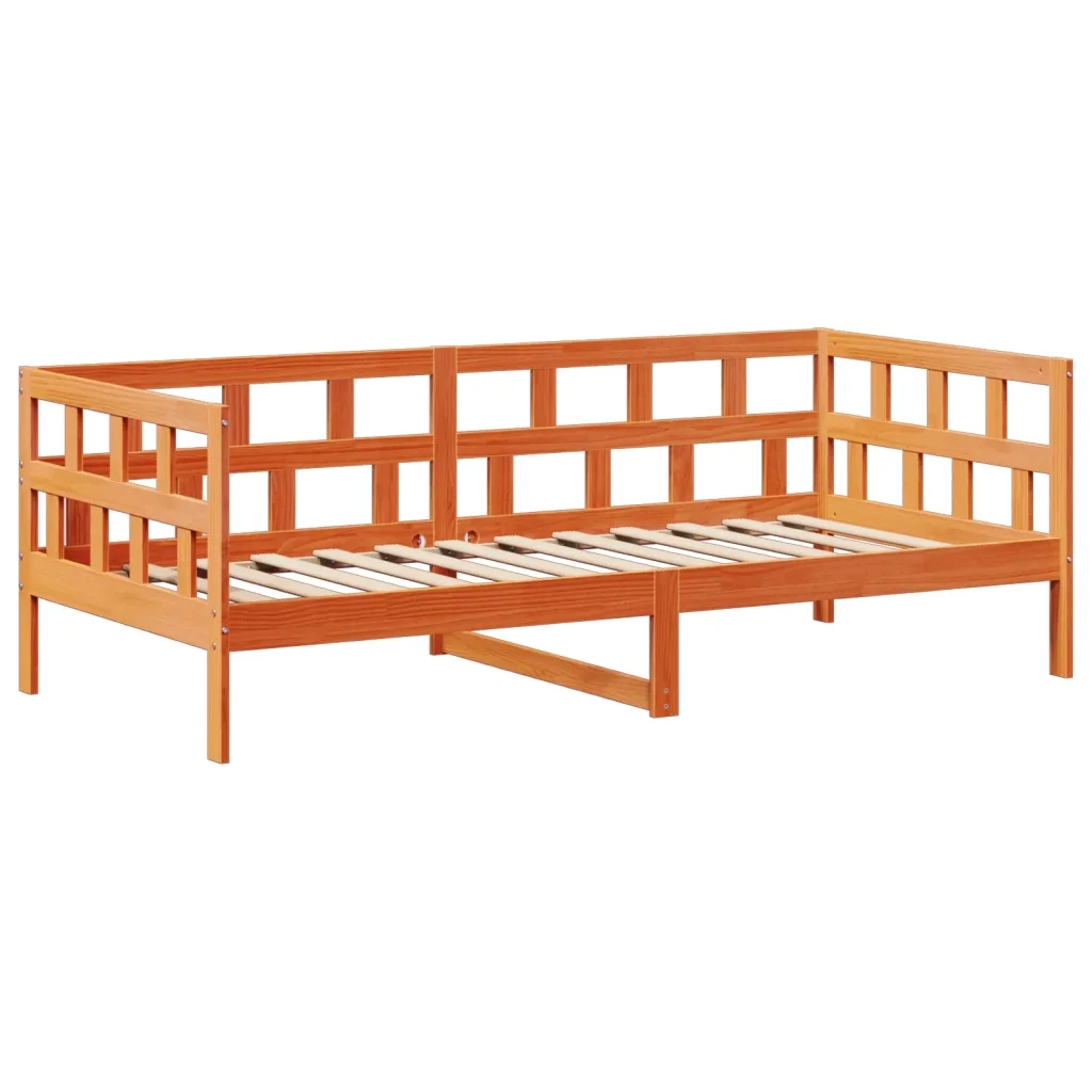 Letto singolo | Letto per adulti | Set Dormeuse con Tetto Marrone Cera 90x200 cm Massello Pino