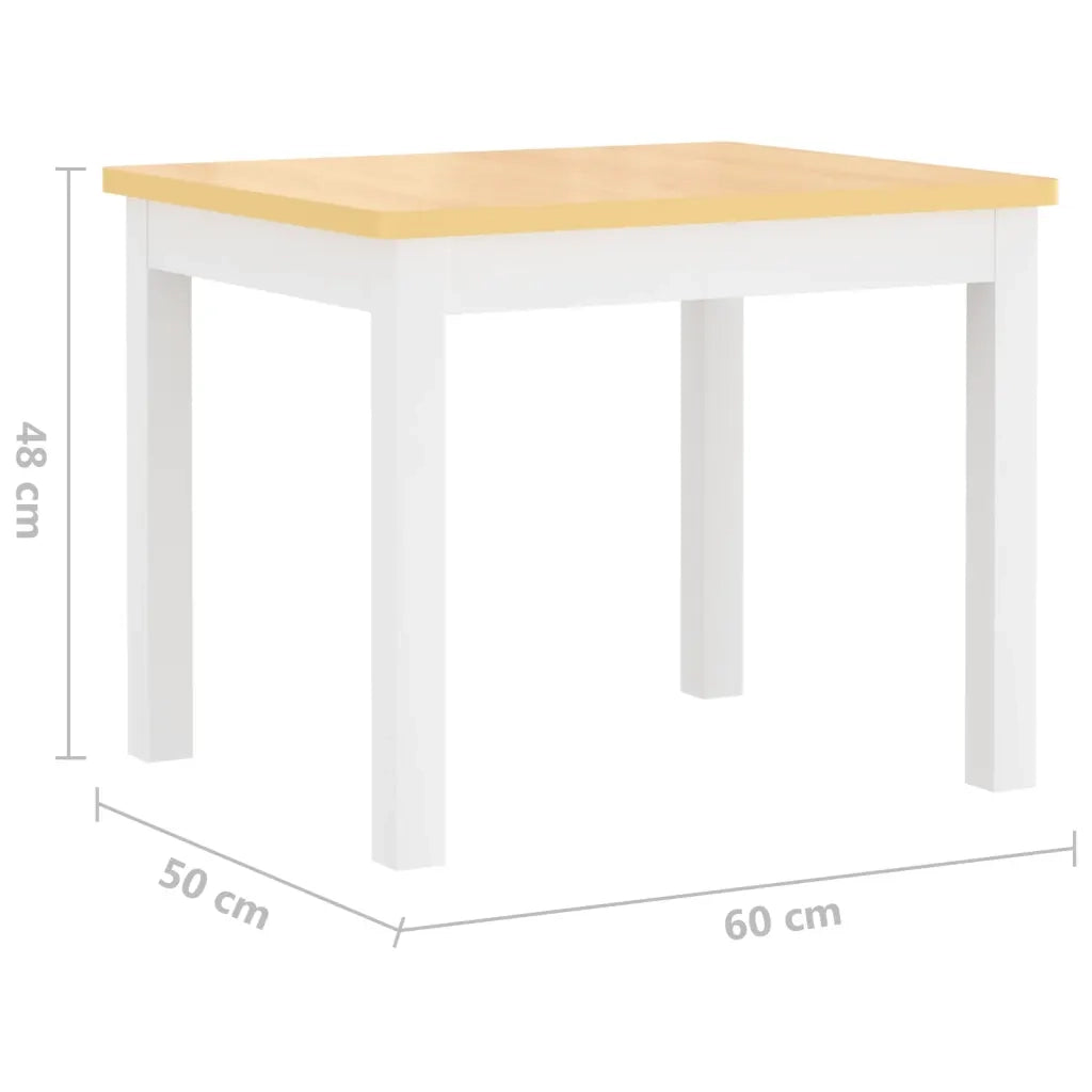 Set Tavolo e Sedie per Bambini 3 Pezzi Bianco e Beige in MDF CFW3329515