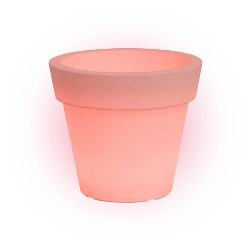 Vaso luminoso moderno di design Ø80 H70 in polimero resistente con LED rosso per interno ed esterno - Made in Italy - Monacis