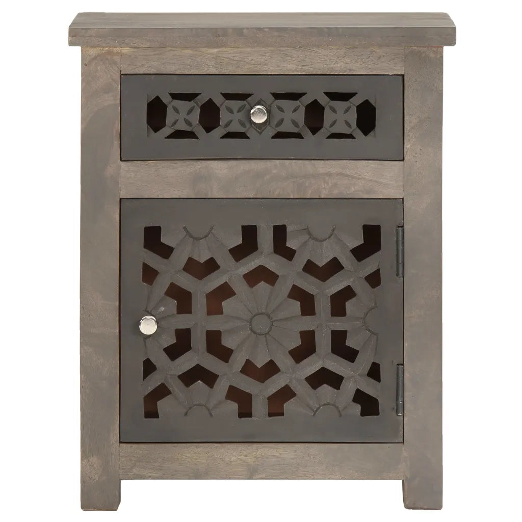 Comodino | Armadio da Notte | Mobiletto da notte 40x30x50 cm in Legno Massello di Mango