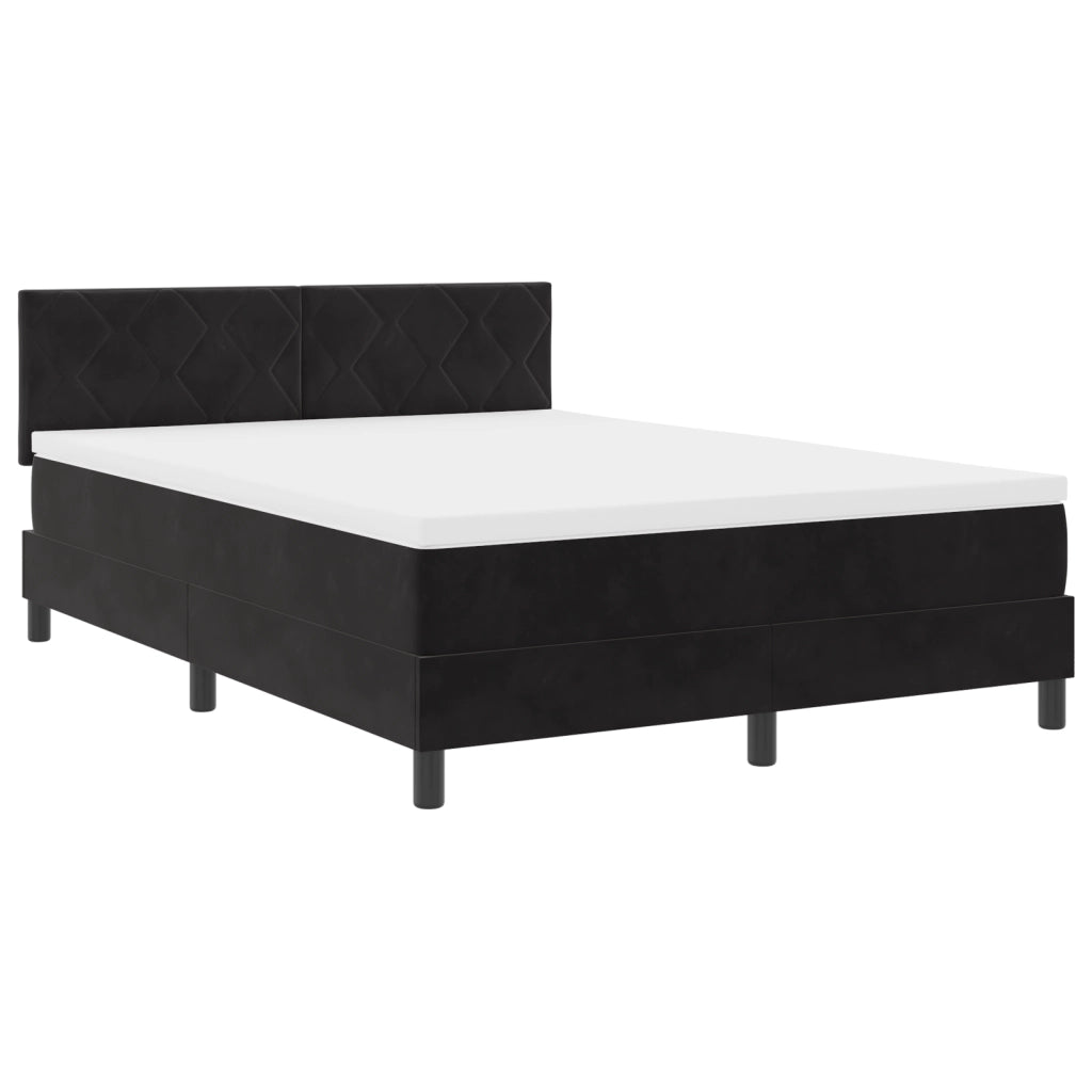 Letto Box Spring con Materasso e LED Nero 140x200 cm Velluto