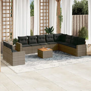 Set Divani da Giardino 11 pz con Cuscini in Polyrattan Grigiocod mxl 87671