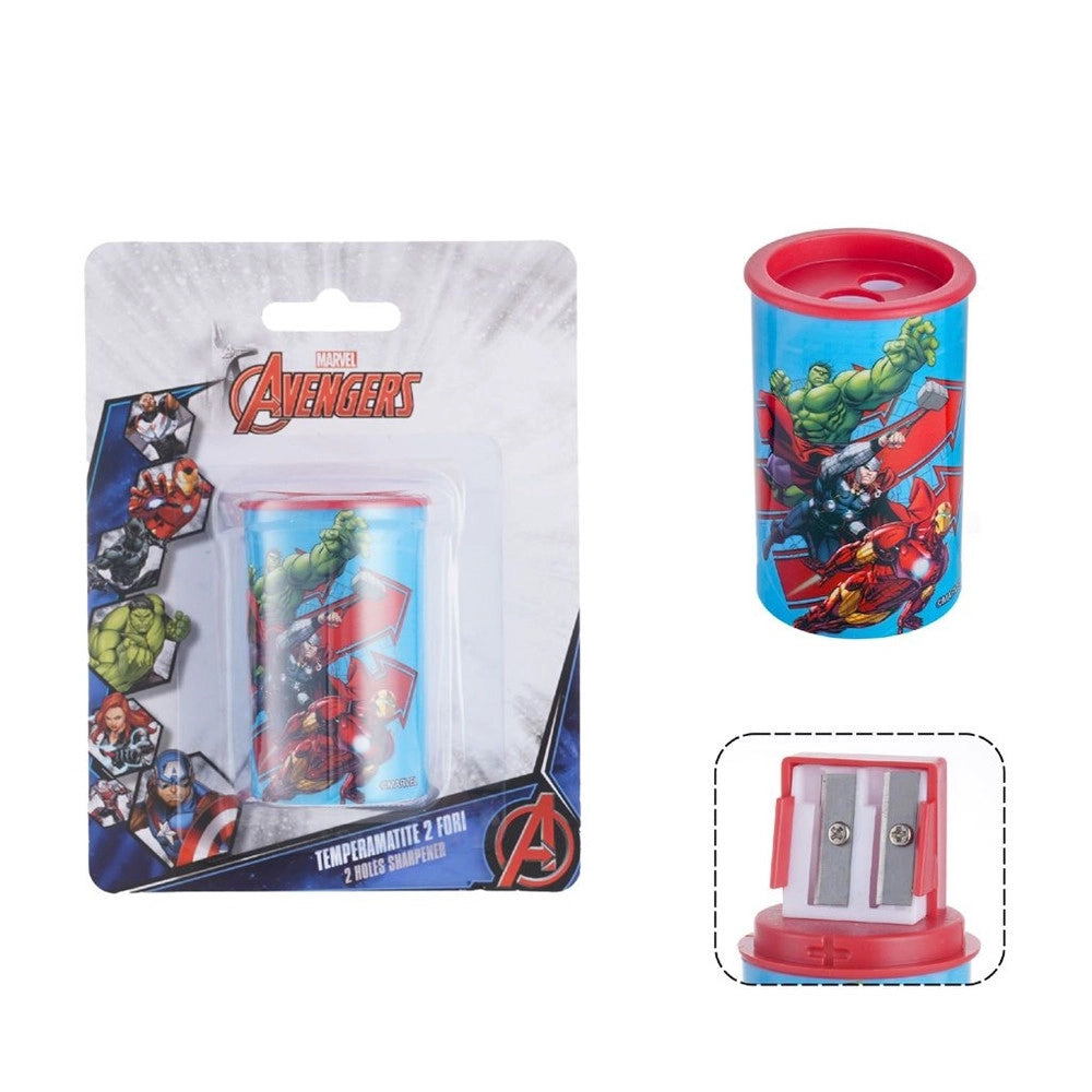 Trade Shop - Temperamatite Rotondo A 2 Fori Avengers Con Serbatoio Per Scuola Casa Bambini 961167 -