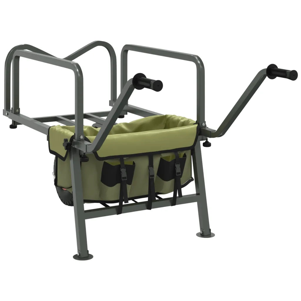 Carrello da Pesca Verde con Ruota Acciaio Verniciato a Polvere
