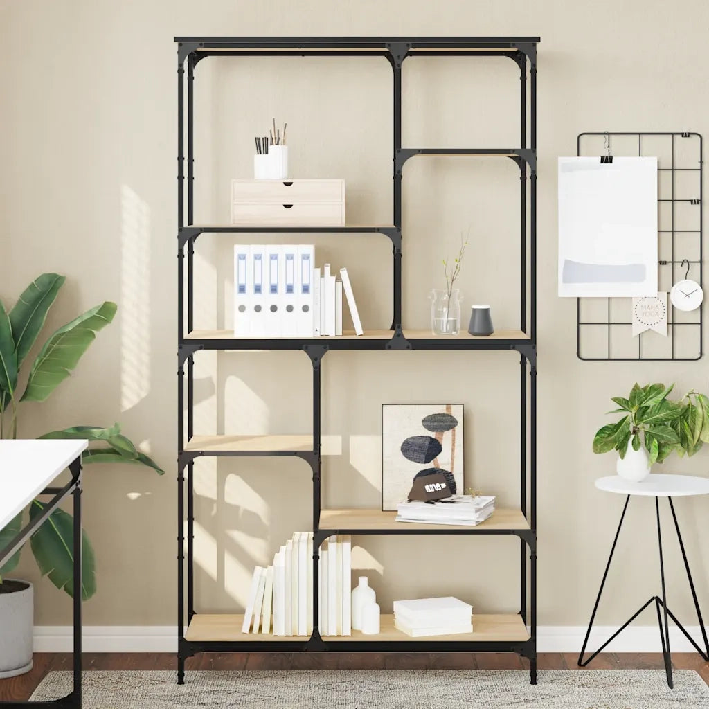 Libreria Rovere Sonoma 99x35,5x176 cm Legno Multistrato Acciaio 835410