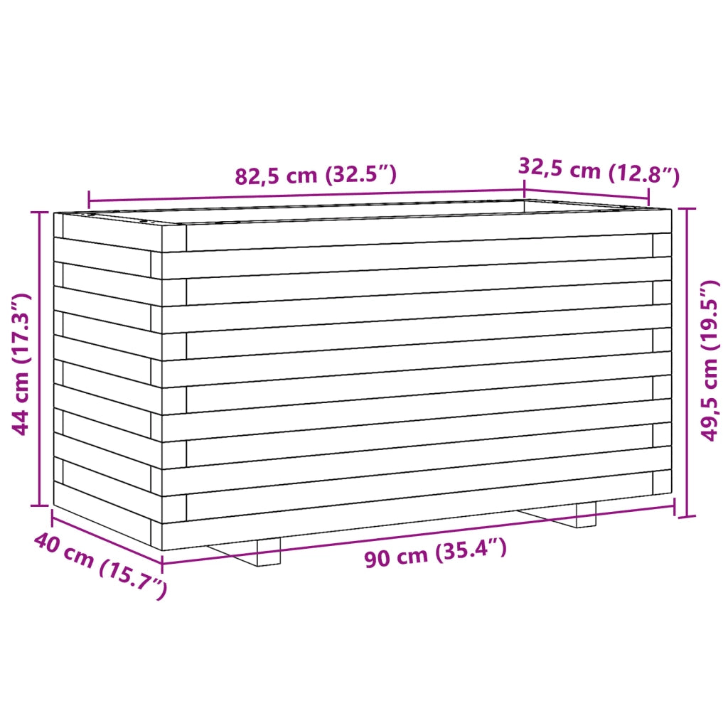vidaXL Fioriera da Giardino 90x40x49,5 cm in Legno Massello di Douglas