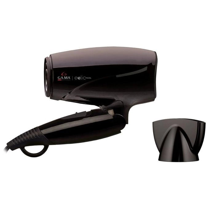 GA.MA Phon Eolic Travel, ideale per i viaggi, Ultra Leggero, Manico Pieghevole, Componenti Interni in Tormalina Per Massima Protezione, 1600 W, Sistema Bi-Volt, 4 Combinazioni di Velocità e Temperatura