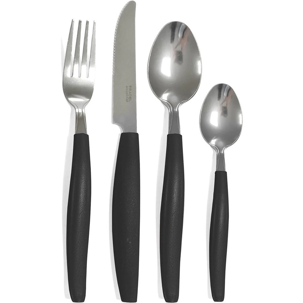 Trade Shop - Set Servizio Di Posate 24pezzi Per 6 Persone In Acciaio Inossidabile Colore Nero -