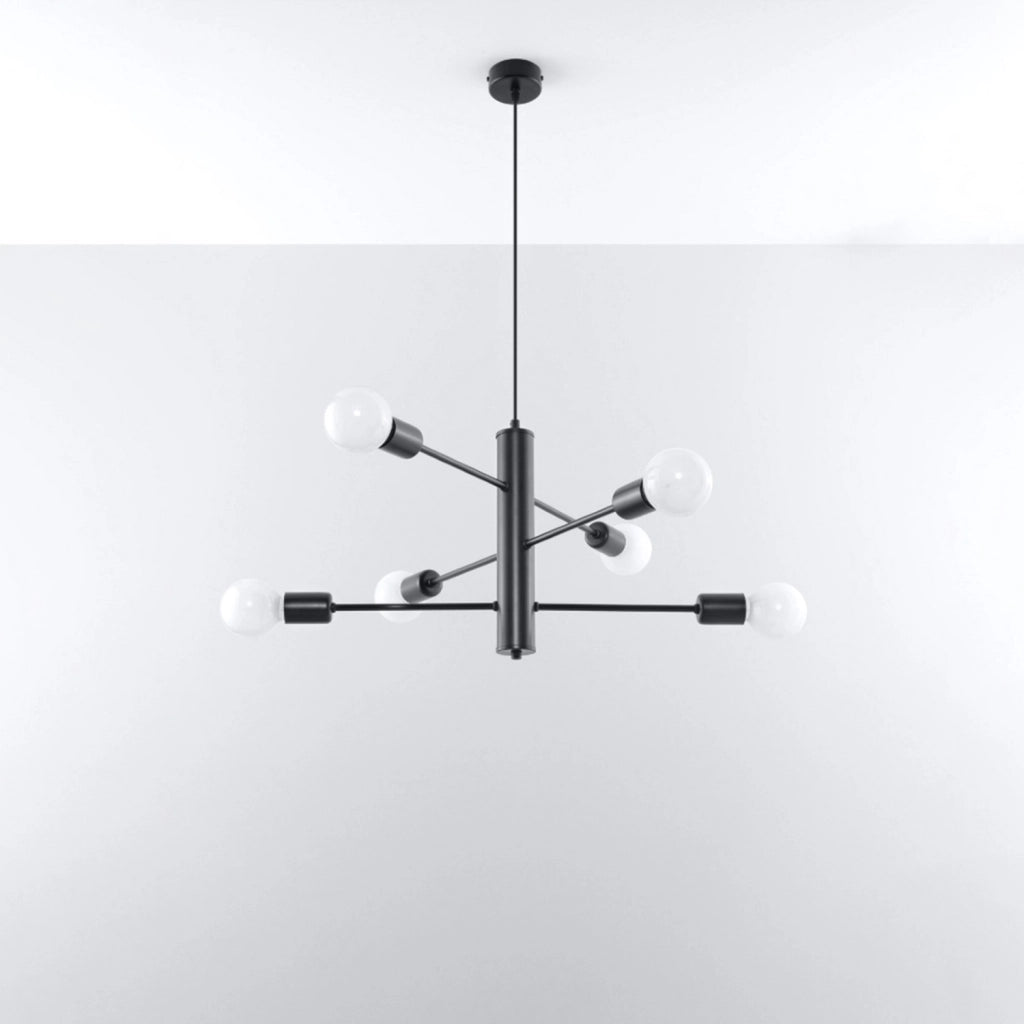Lampadario Basilik Pure Lume 6 luci nero metallo E27