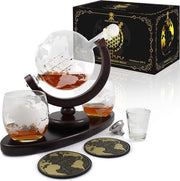 Set di decantazione per whisky con base in legno, bicchieri, sottopiedini e caraffa - Set di regalo lussuoso per gli appassionati di whisky