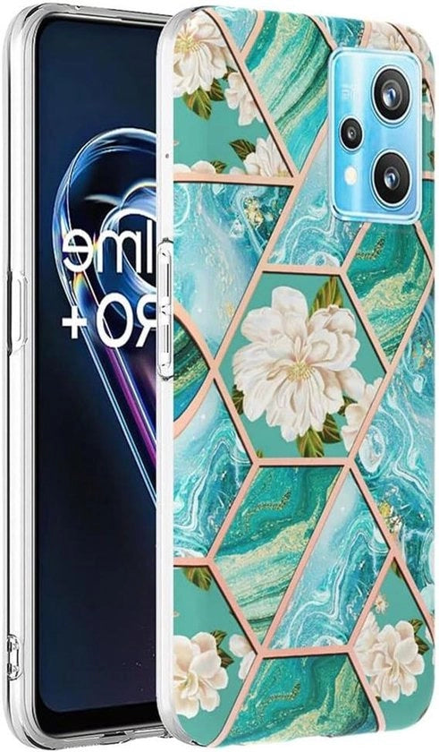 Case per Smartphone - Stile Marocco - Copertura in Silicone Soft - Disegno Fiori Verdi - Per Realme 9 4G/9 Pro+ 5G