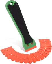 Schrappatrice in plastica con manico lungo - 20 lame in plastica - verde