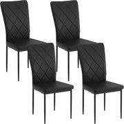 Set di 4 Sedie per Sala da Pranzo, Sedie da Cucina con Schienale Alto, con Gambe in Metallo e Rivestimento in Ecopelle, Nero, EZS21sz-4