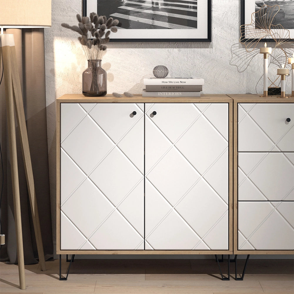 Vicco Credenza Artigianale/Bianco 80.2 x 82.6 cm con 2 porte