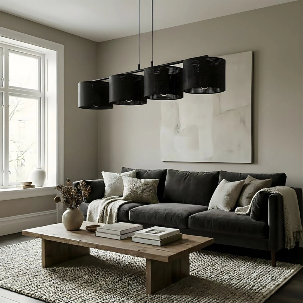 Lampada a sospensione Lux in acciaio nero opaco
