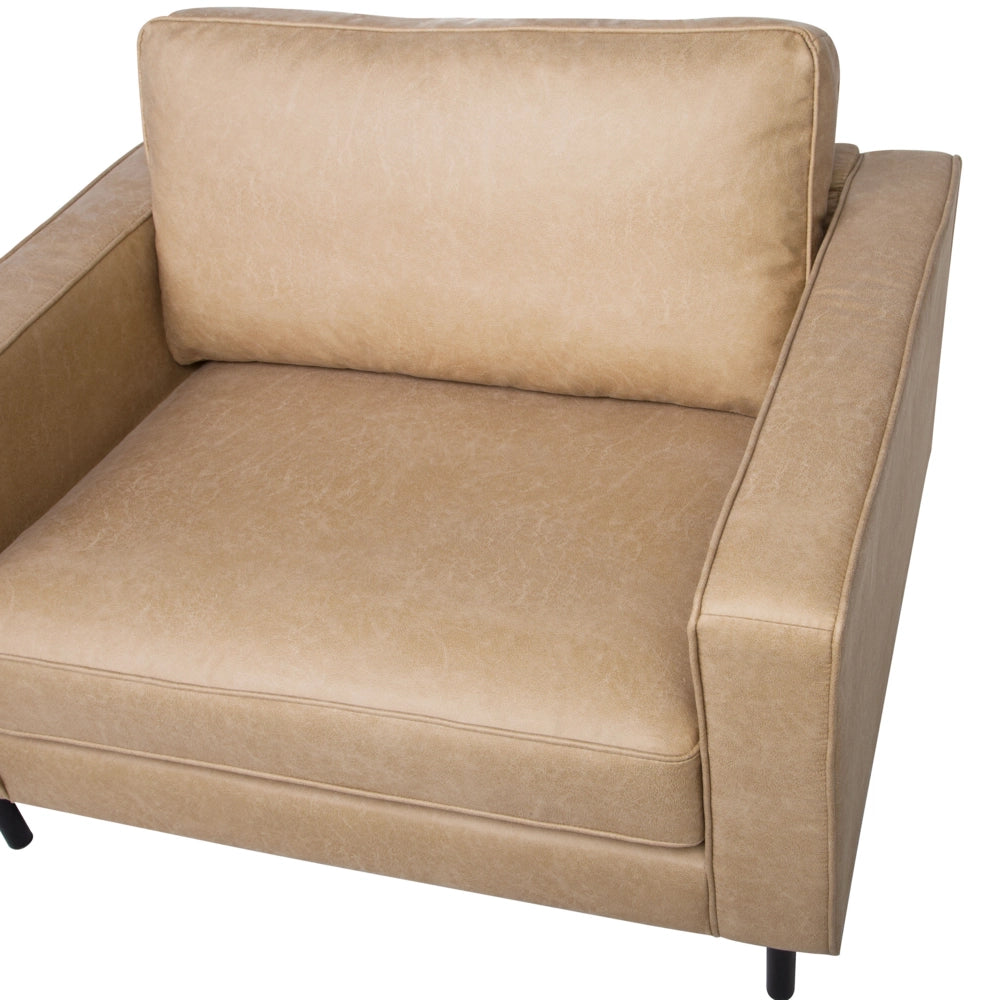 Poltrona in tessuto beige minimalista soggiorno sedia gambe nere braccio a binario
