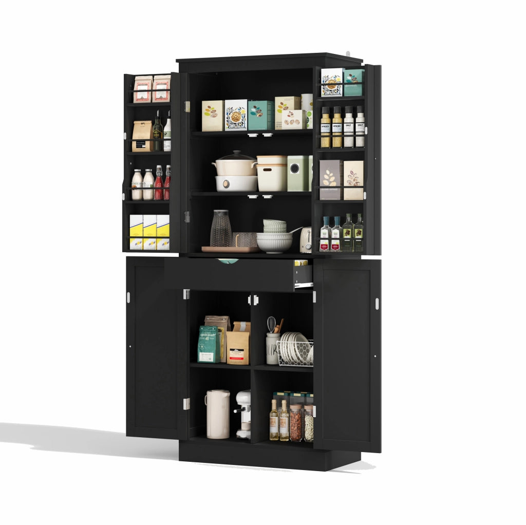 Credenza alta multifunzione 182x75x40 cm in MDF nero