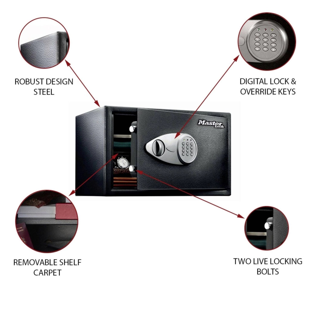 Master Lock X125ML Cassaforte a Combinazione Digitale 33,3 L Acciaio Fissaggio a Muro o Pavimento colore Nero