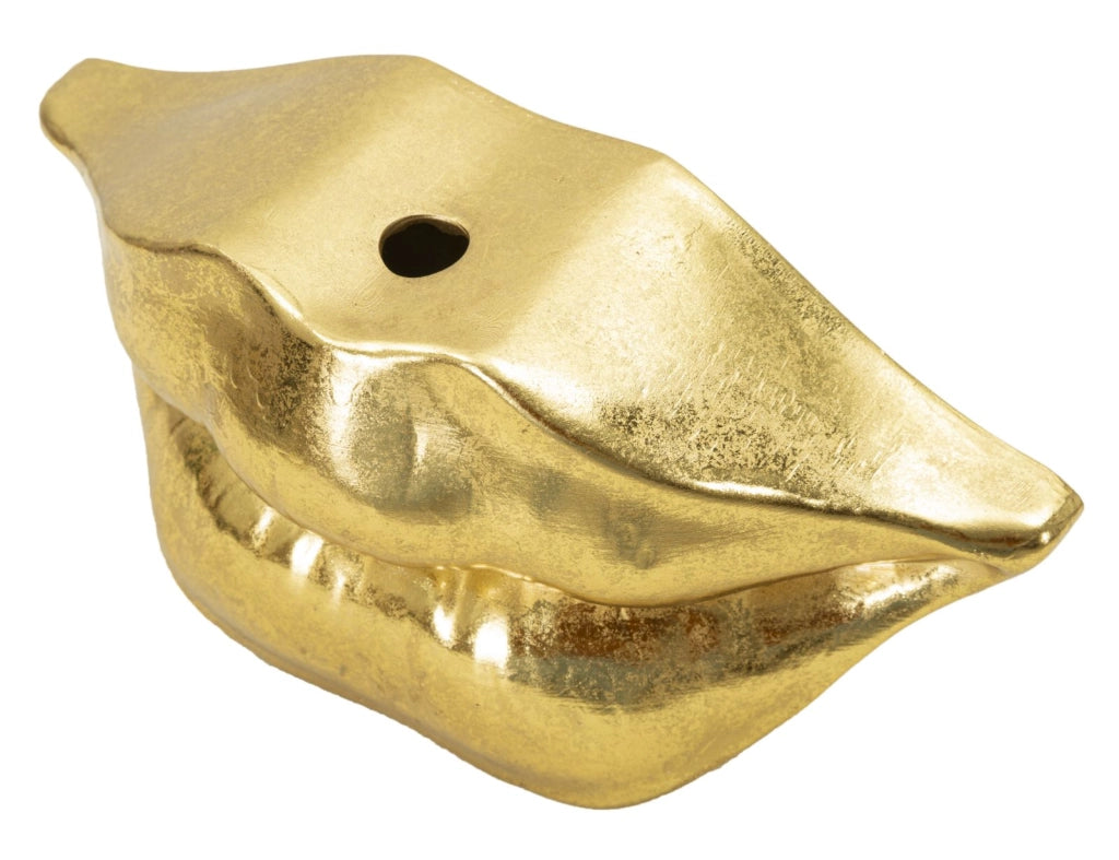 Vaso Mouth Lip 23x8x12 cm in Resina Oro