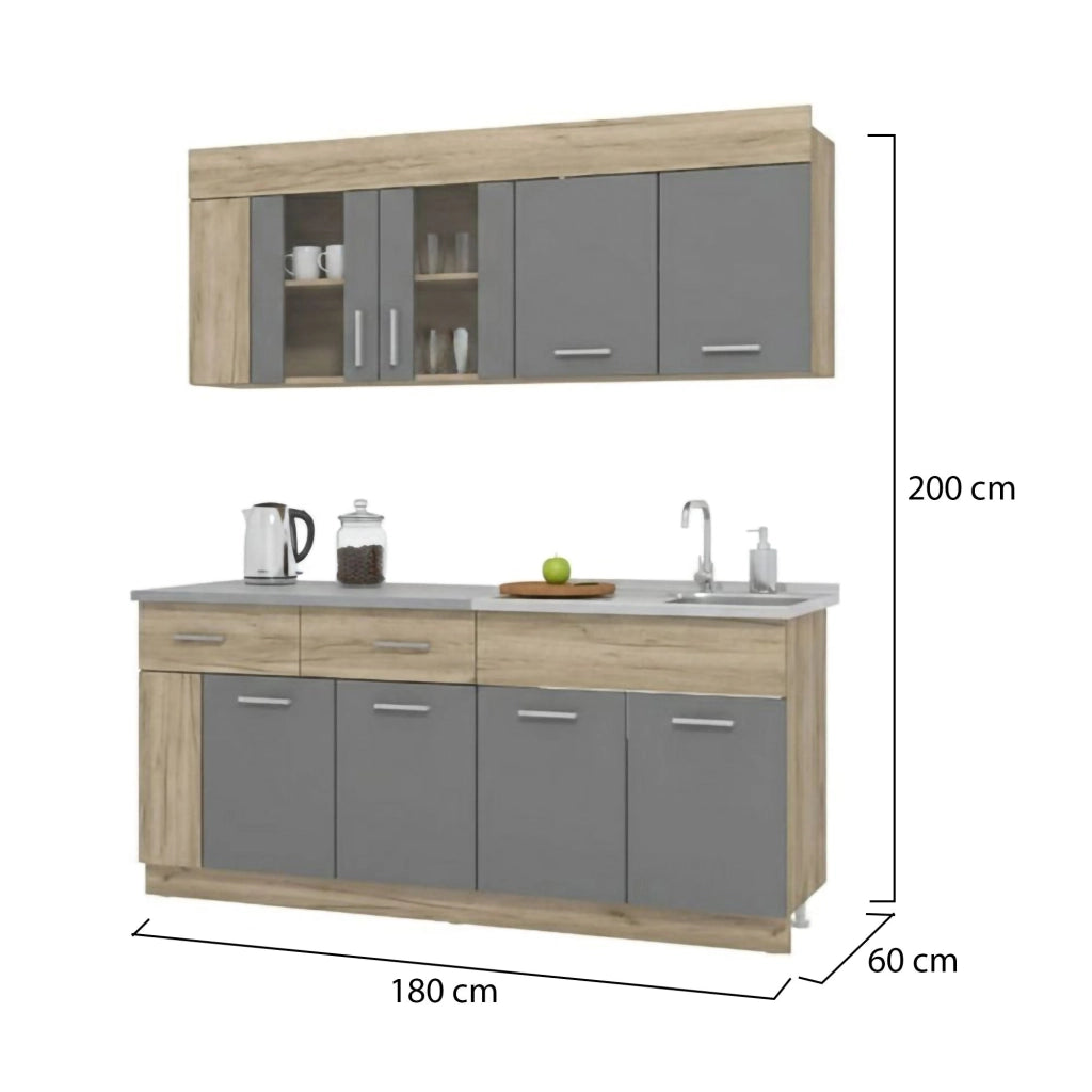 Cucinino Interamna, Cucina un Cassetto, Elettrodomestici non inclusi, Nero Antracite