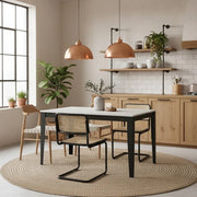 Tavolo da pranzo allungabile effetto cemento bianco Moon 130-290x80 cm fino a 12 posti Made in Italy | Duzzle