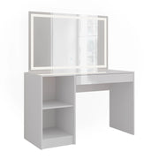 Vicco Tavolo da toeletta Bianco/bianco lucido 119.8 cm con specchio LED