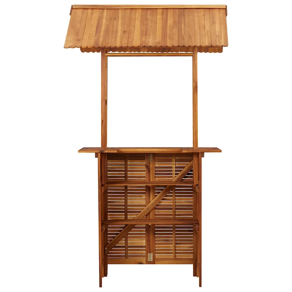 Tavolo Bar Esterno con Tetto 113x106x217cm Massello di Acacia 45909