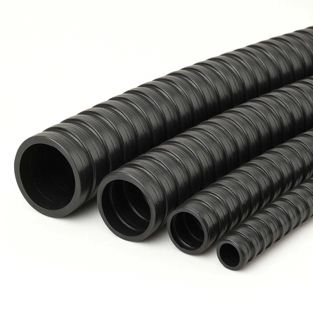 Tubo spiralato per pompe nero 50 m Ø 19mm (3/4″) con spirale rinforzata in PVC anti-attorcigliamento