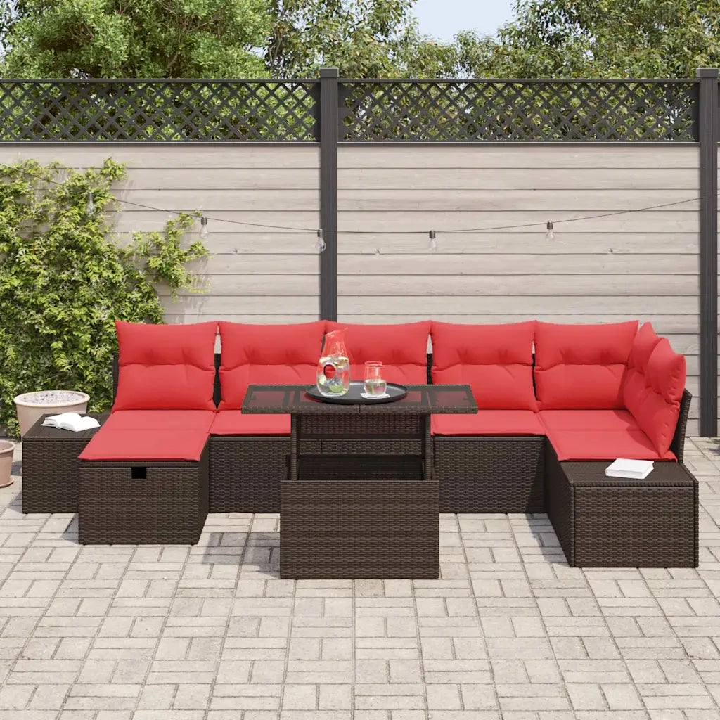 Set Divano da Giardino 8 pz Marrone polyrattan 3361223