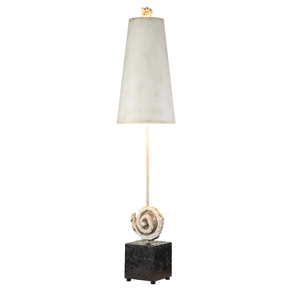 Lampada da tavolo Art Déco resina bianca Swirl E27 Flambeau