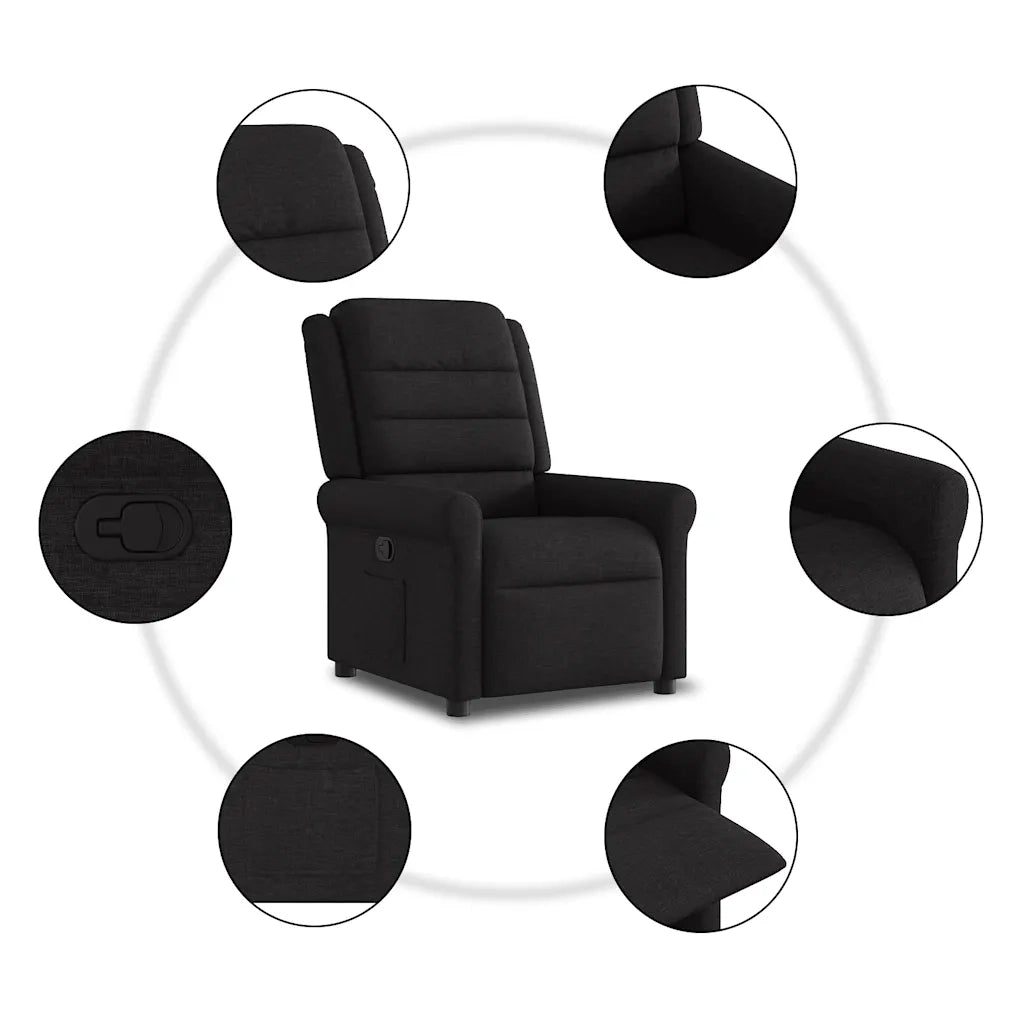 Divano Sedia-Poltrona Reclinabile in Tessuto Nero 684753