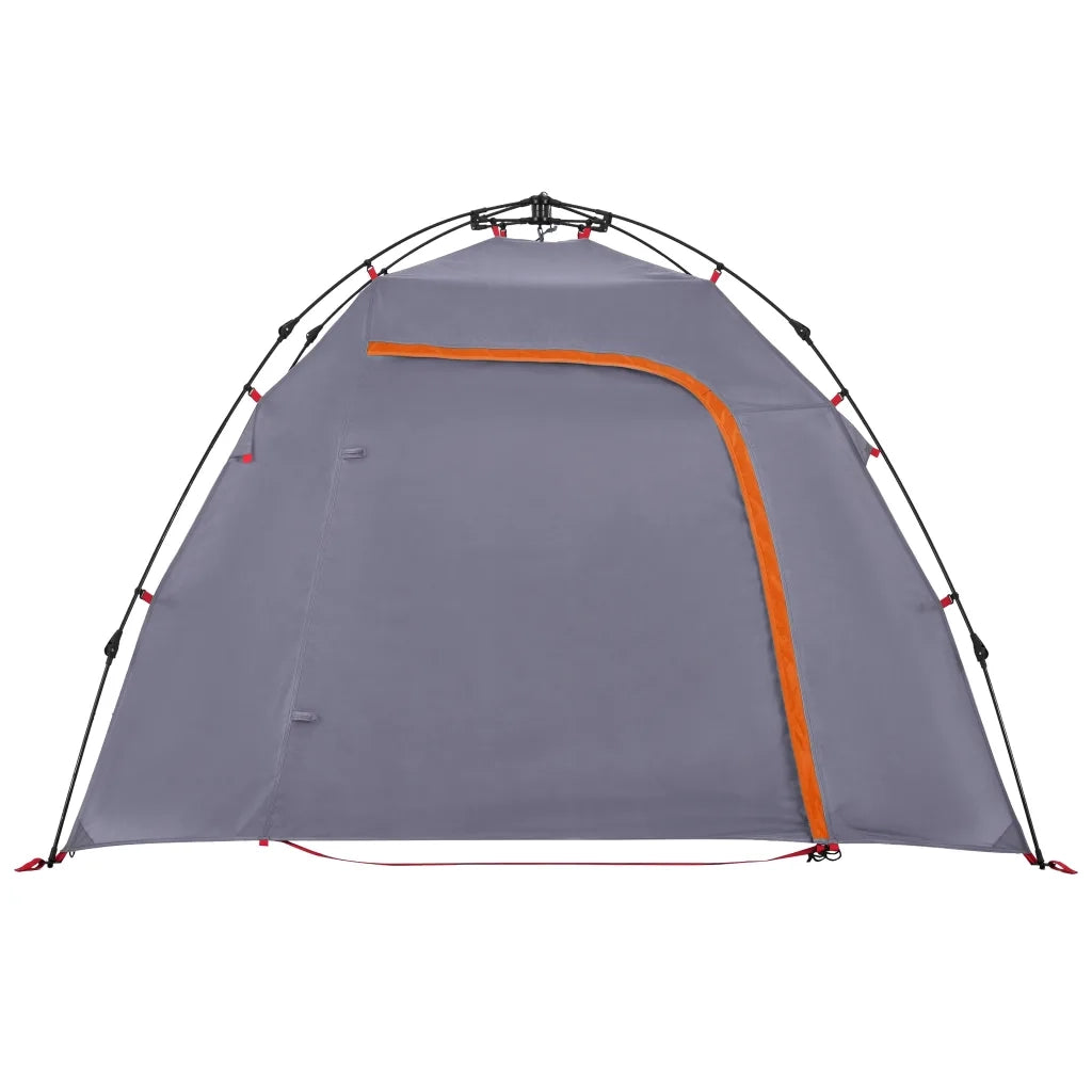 Tenda a Cupola 3 Persone-Tenda da campeggio Grigio e Arancione a Rilascio Rapido 720455