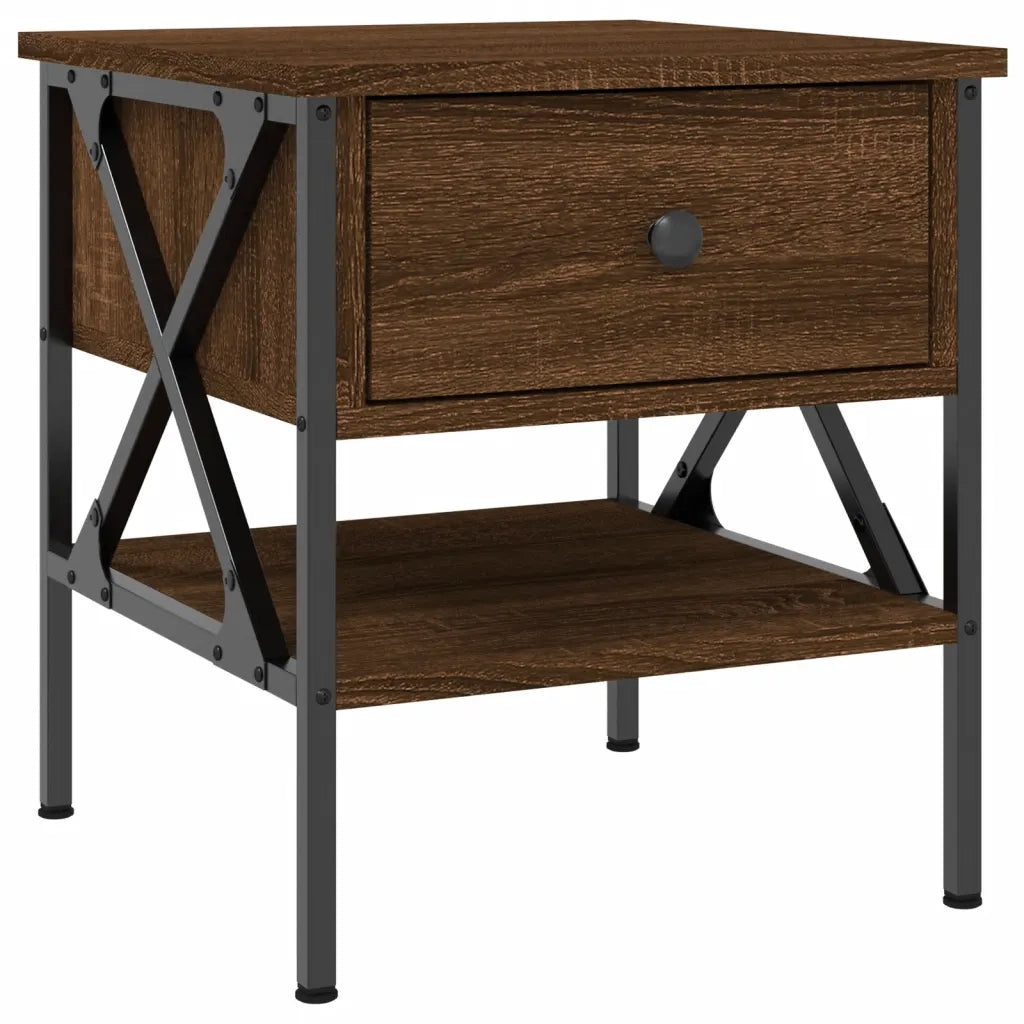 Comodini 2 pz-Set di 2 Tavolino da notte Rovere Marrone 40x42x45 cm in Legno Multistrato