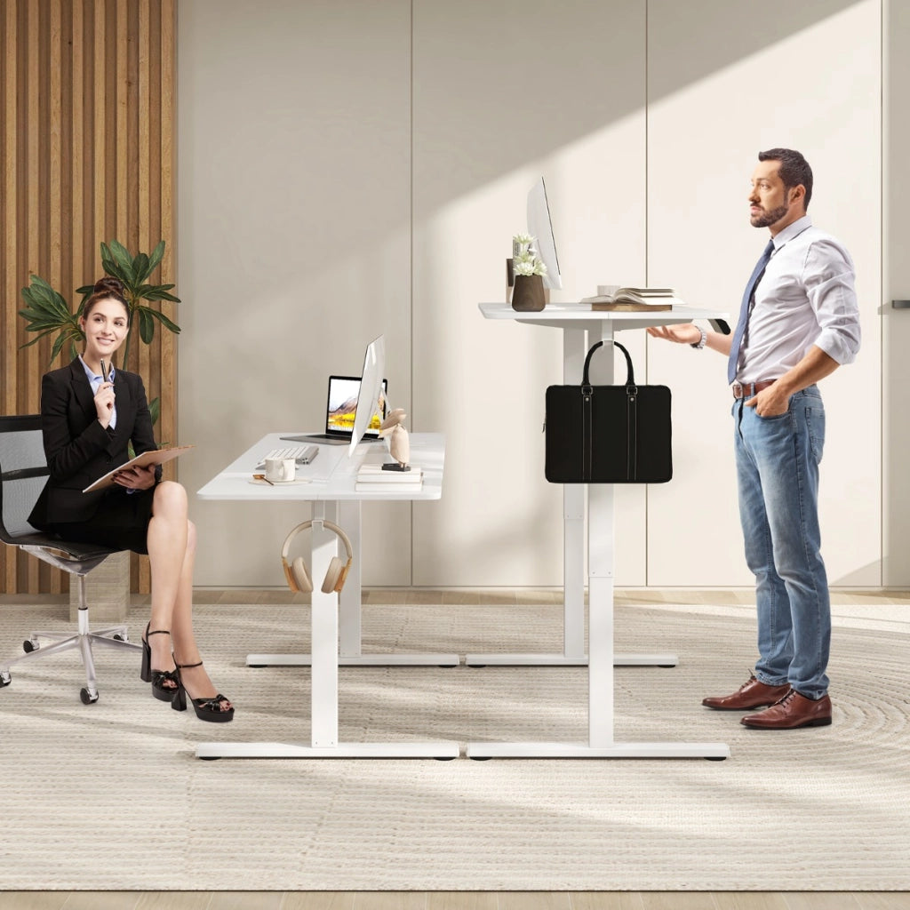 Scrivania regolabile in altezza elettrica, Scrivania per computer design anticollisione per ufficio a casa Bianco-Scrivanie