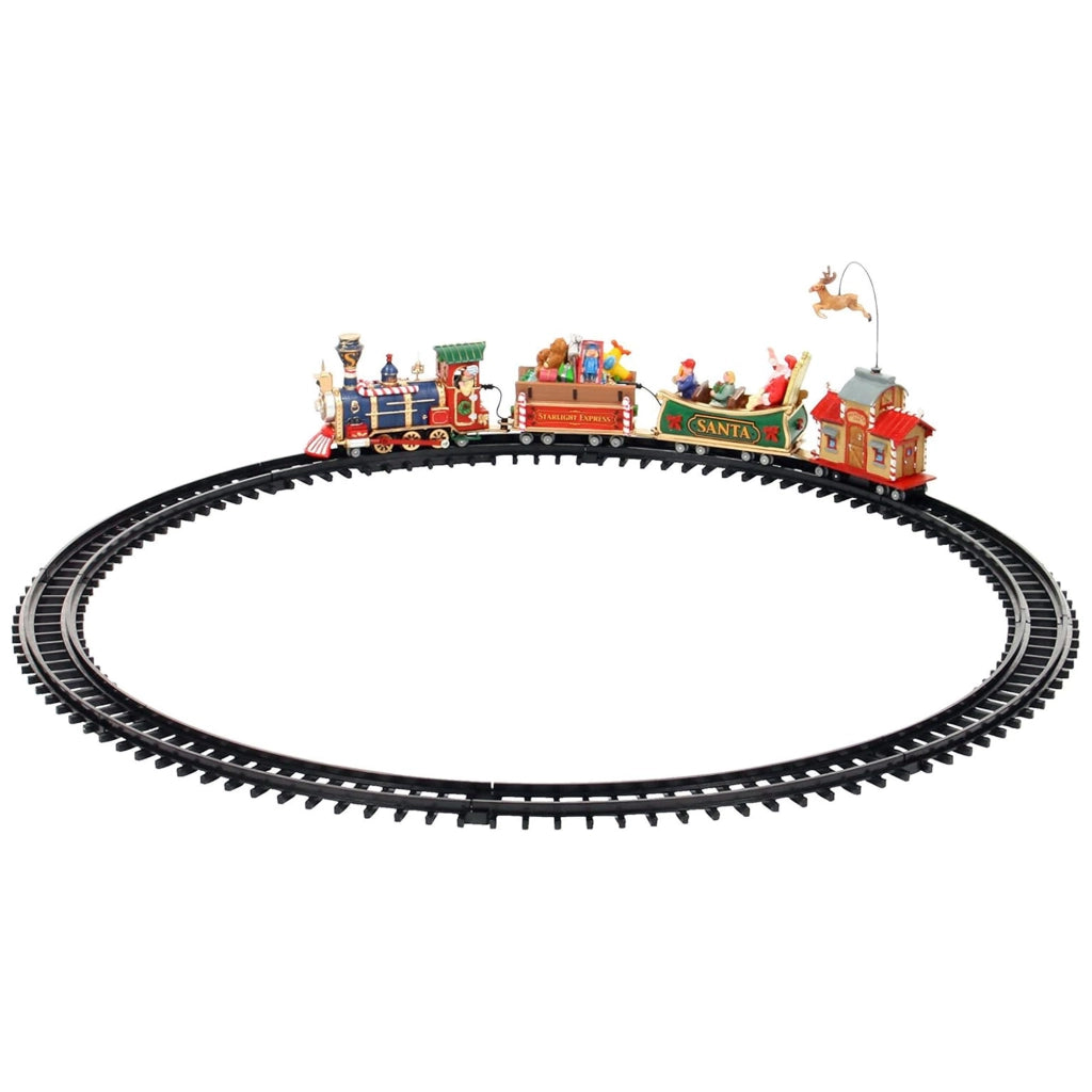 The Starlight Express - Trenino Villaggio Natalizio a Batteria con Binario e Renna in Movimento