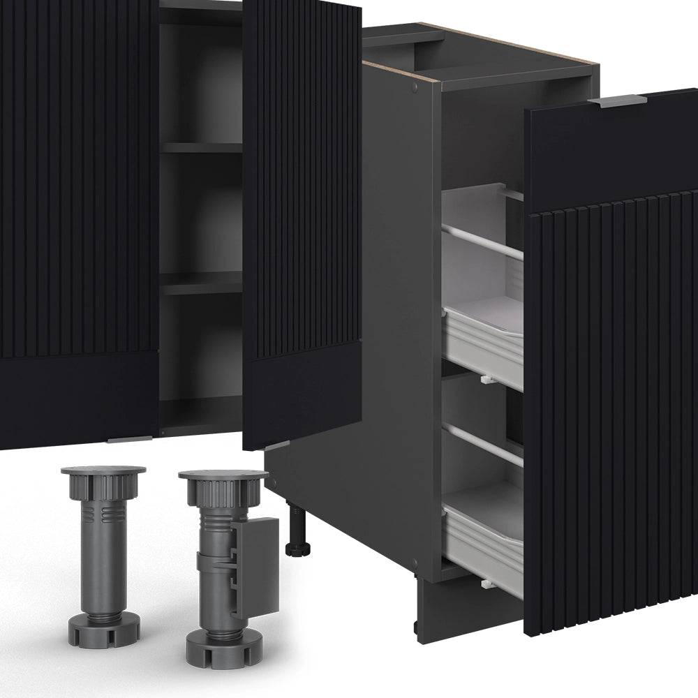 Cucina componibile Fame-Line Nero rigato/Antracite 280 cm, PL Rovere Vicco