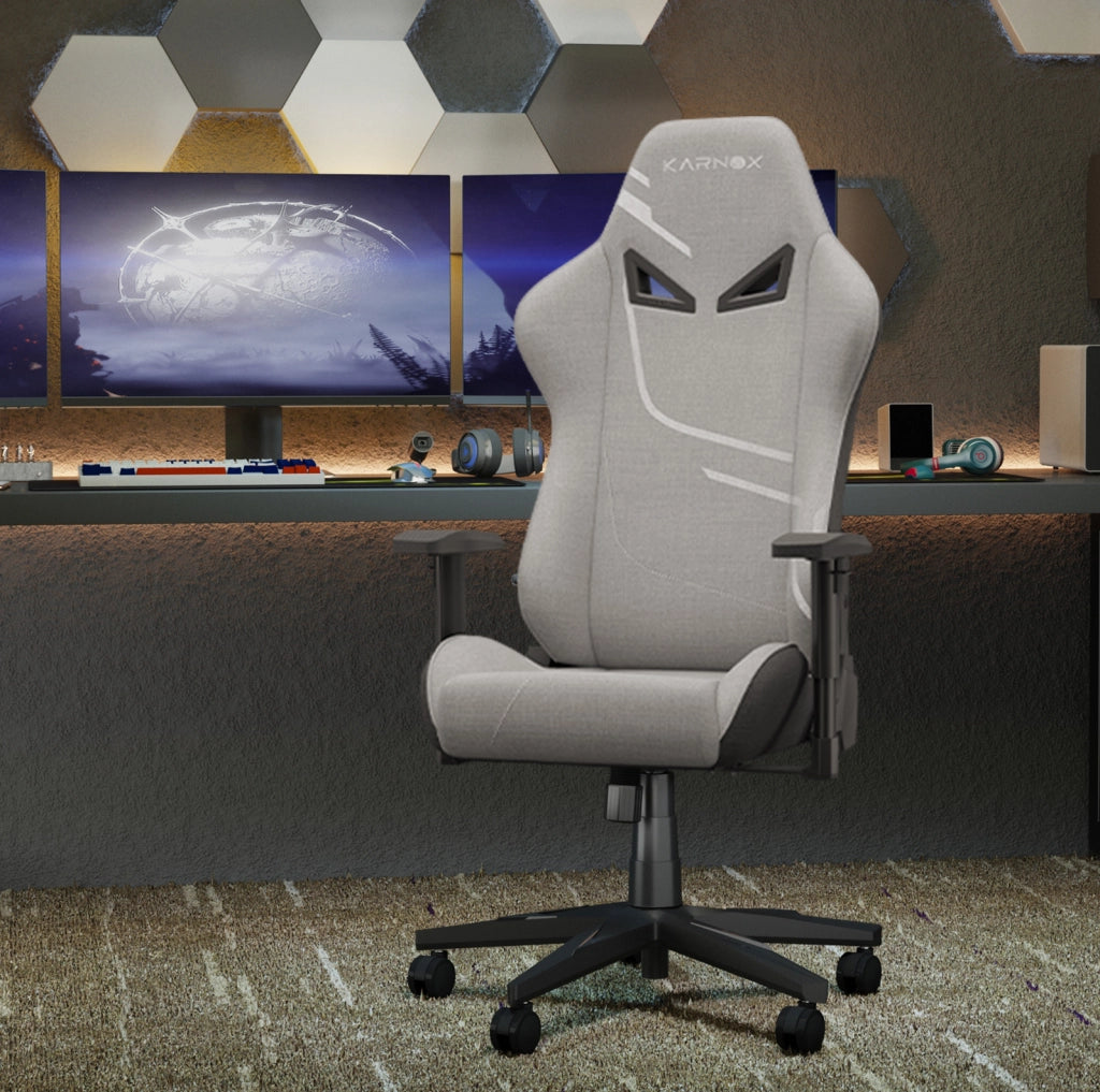 Sedia gaming ergonomica Karnox in tessuto grigio chiaro