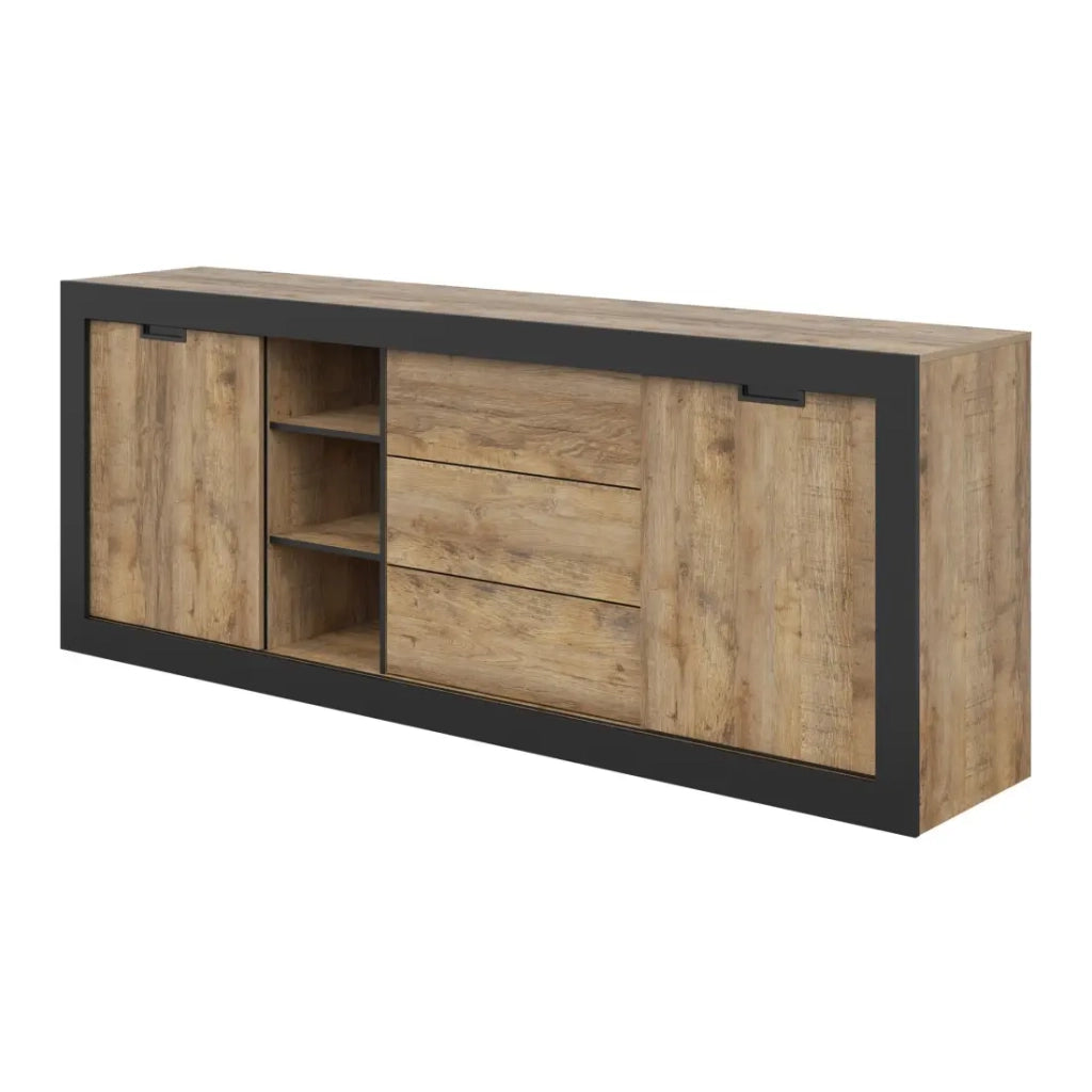 Pack Salotto Loft MEUNIER – Mobile TV, buffet & tavolino in Rovere Samdal & Nero Opaco