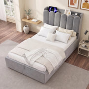 Letto 90x200 cm con contenitore idraulico; velluto grigio