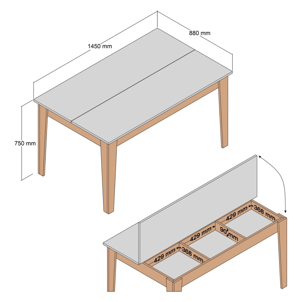 Viverone, Tavolo Fisso 6 Posti, 145x88x75h cm Bianco