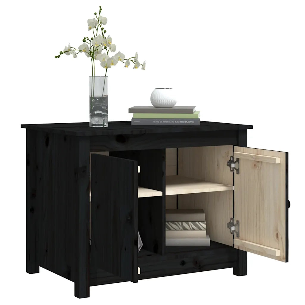 Tavolino da Salotto-Tavolino da soggiorno-Tavolo Nero 71x49x55cm in Legno Massello di Pino 851921