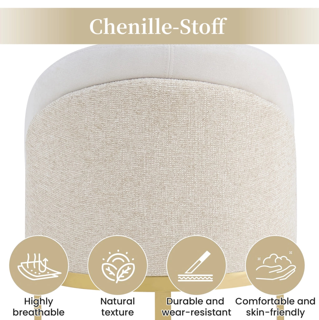 Set di 2 sedie da pranzo in ciniglia beige e oro