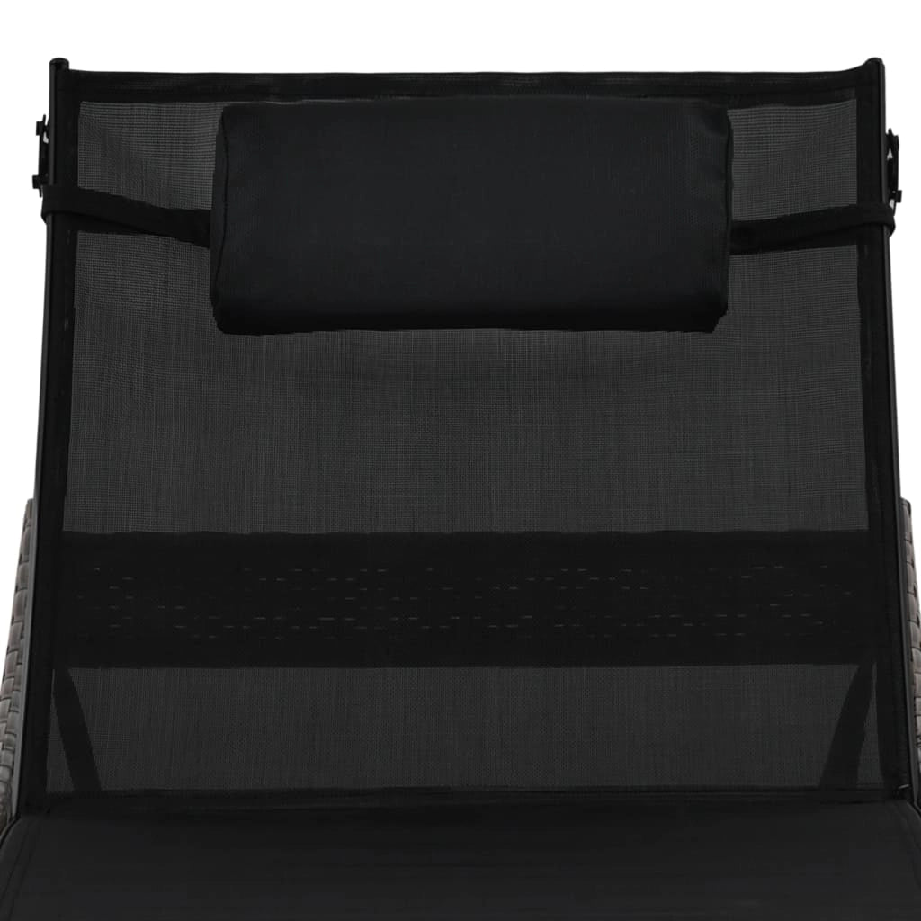 Lettino prendisole sedia a sdraio lettino prendisole letto da giardino mobili da esterno per patio con cuscino resina intrecciata marrone 02_0012558