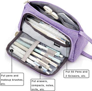 Organizzatore di scrittura multifunzionale con grande capacità in tela premium, zaino per penne per ragazze e donne, lilla, unico modello
