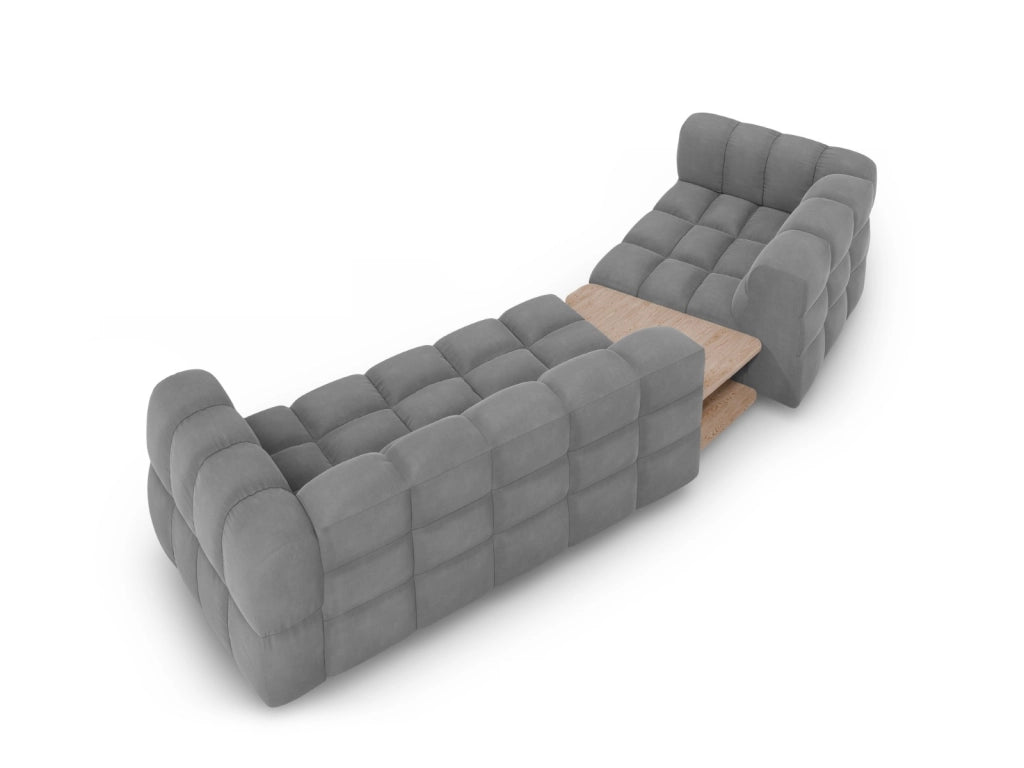 Cosmopolitan Design - Divano modulare sinistro "Sky" 3 posti in velluto grigio chiaro 