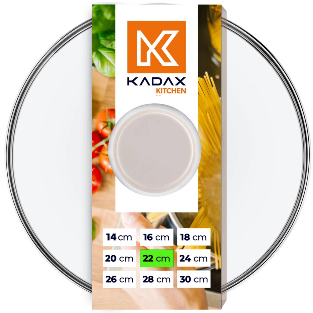 Coperchio in vetro KADAX da 22 cm, universale, resistente al calore, per pentole e padelle.