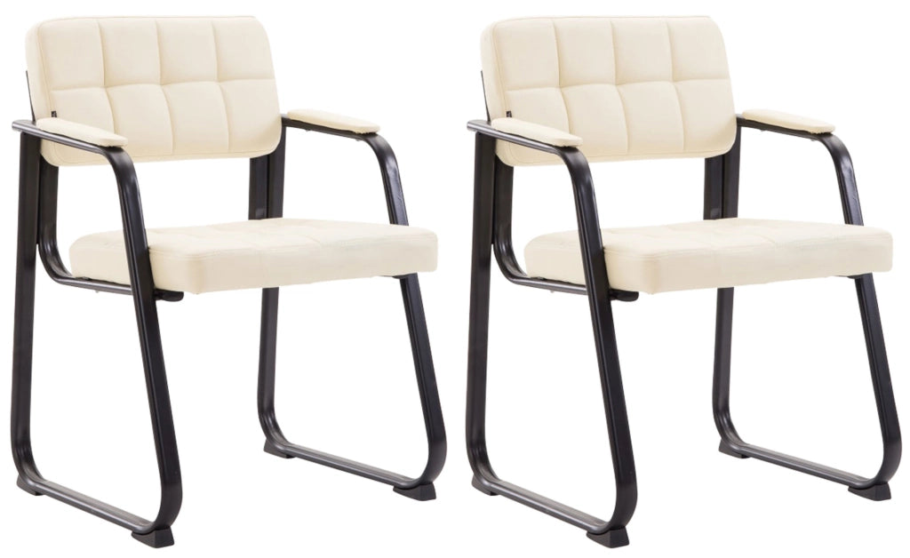 Set di 2 sedie per visitatori Canada B in finta pelle crema