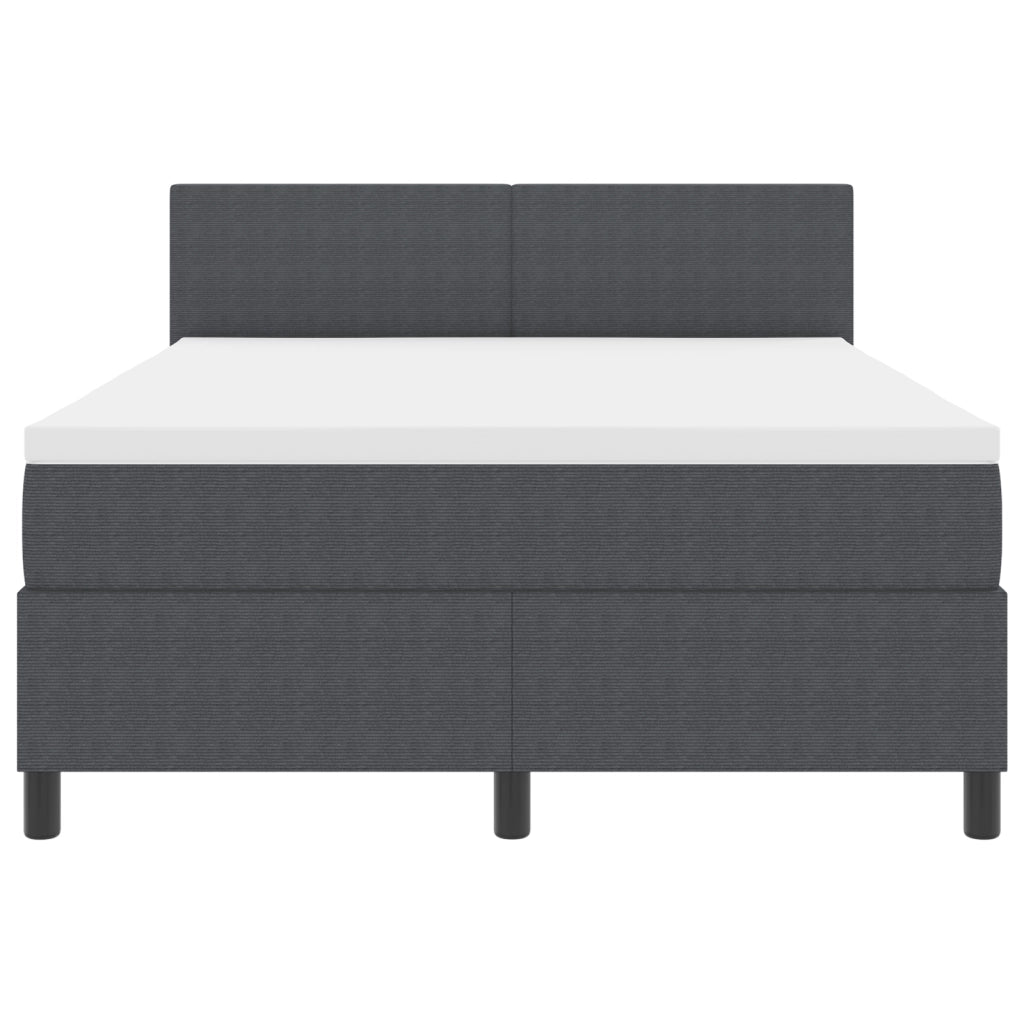 Letto a Molla con Materasso Grigio Scuro 160x200 cm Tessuto Corduroy