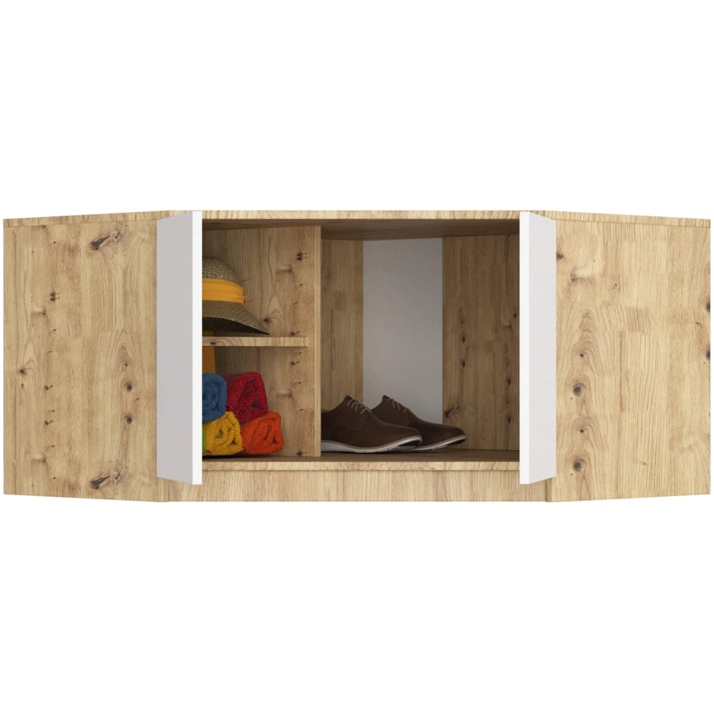 Sopralzo per armadio AKORD S100 Quercia Artisan 100 cm 2 ante inserto frontale Bianco100x50x55 cm