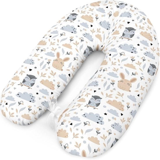 Cuscino per alimentazione con imbottitura per neonati piccoli, cuscino di posizionamento, cuscino laterale per bambini, cuscino per la gravidanza per dormire, cotone Incl. Dimensione del copricuscino 170 cm, Cuscino per la gravidanza